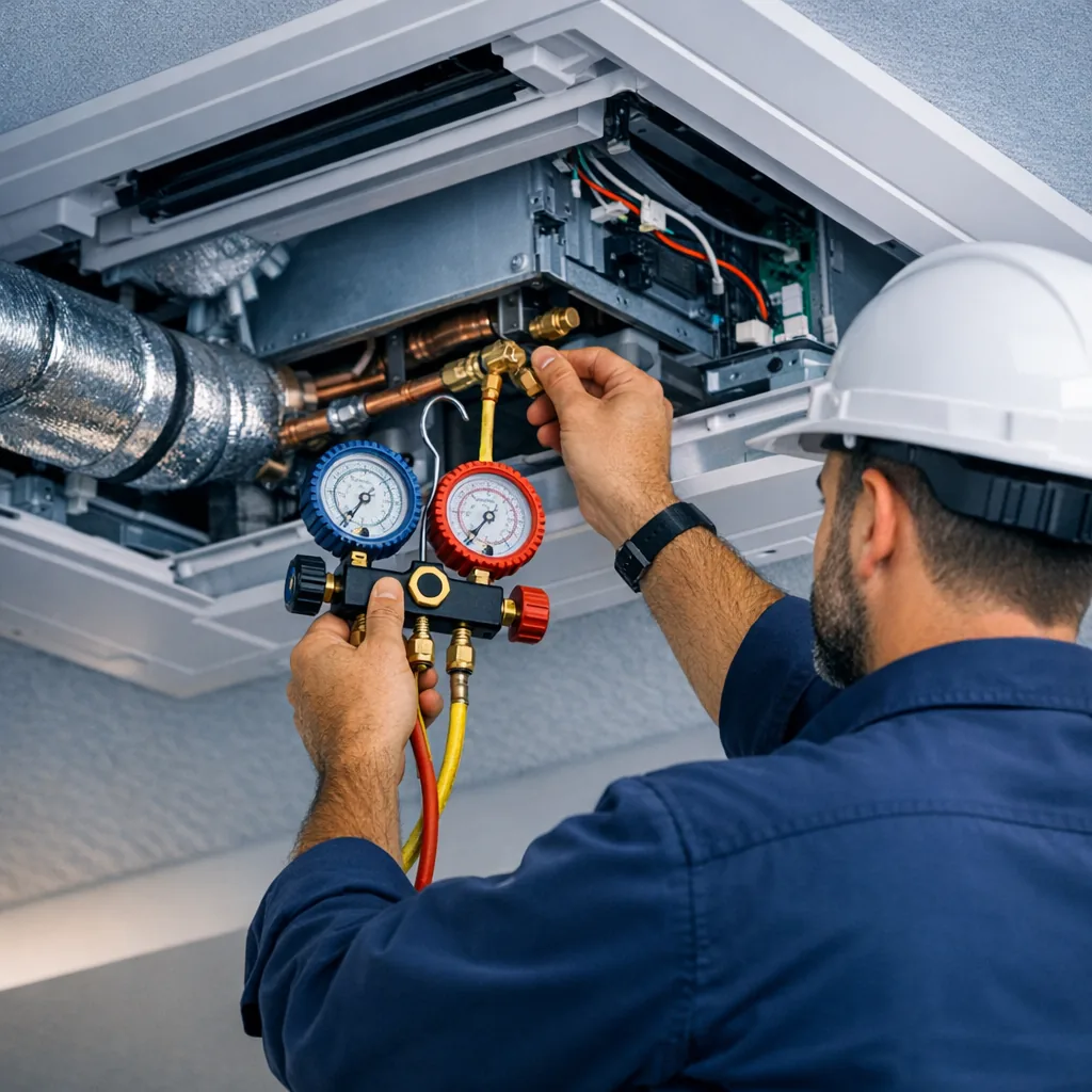 Técnico Arktek instalando ar condicionado